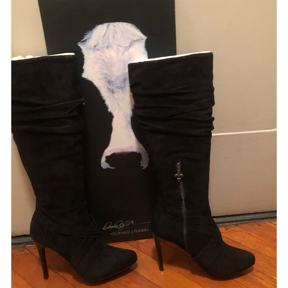 NWT in box Sexy Donald J Pliner black suede over the knee high heel boots 8.5